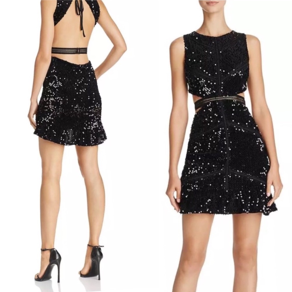 Stunning Black Backless Sequin Party Dress
